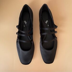 Zara Triple Strap Black Flats